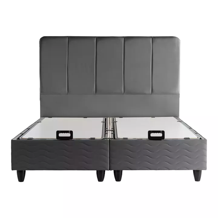 Κρεβάτι διπλό Lunda pakoworld με αποθηκευτικό χώρο ανθρακί βελούδο 160x200εκ