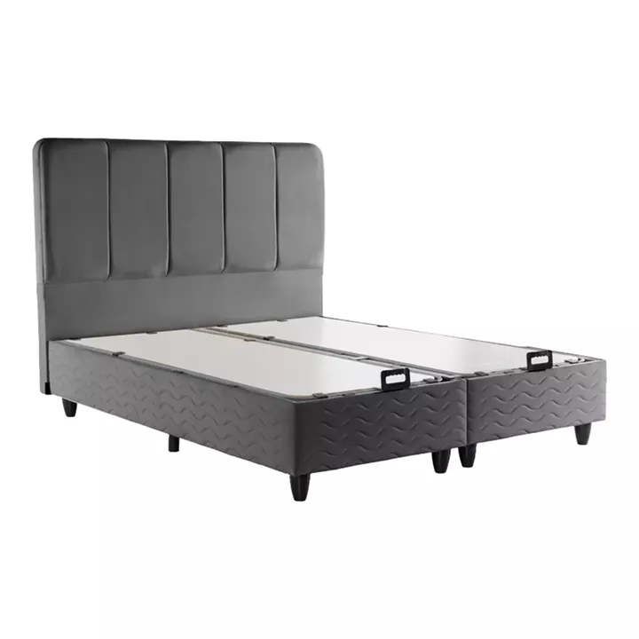 Κρεβάτι διπλό Lunda pakoworld με αποθηκευτικό χώρο ανθρακί βελούδο 160x200εκ