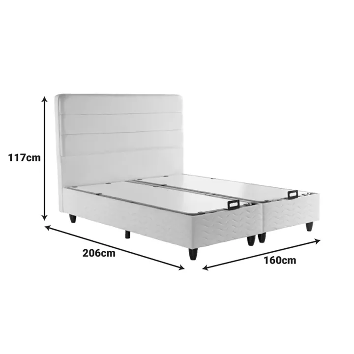 Double bed Linteda pakoworld with storage space grye velvet 160x200cm