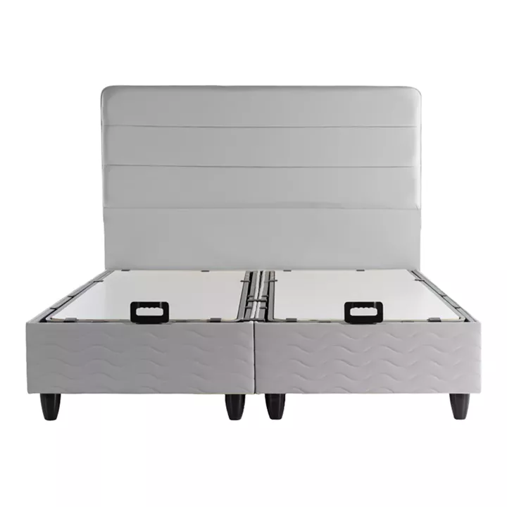 Double bed Linteda pakoworld with storage space grye velvet 160x200cm