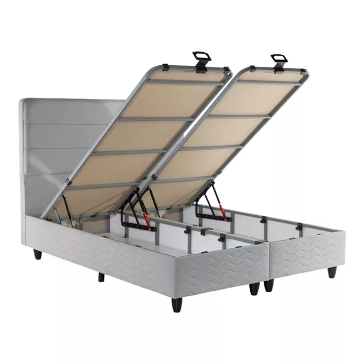 Double bed Linteda pakoworld with storage space grye velvet 160x200cm