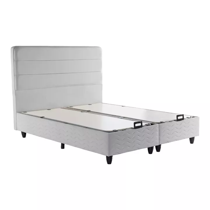 Double bed Linteda pakoworld with storage space grye velvet 160x200cm