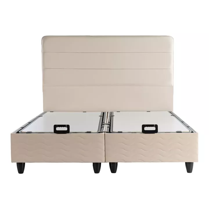 Κρεβάτι διπλό Linteda pakoworld με αποθηκευτικό χώρο κρεμ βελούδο 160x200εκ
