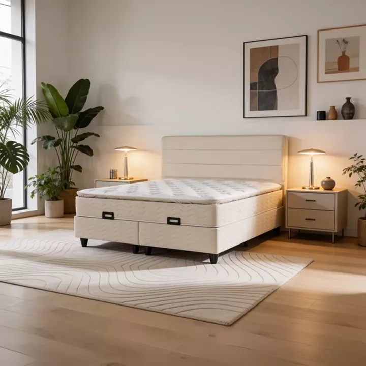 Κρεβάτι διπλό Linteda pakoworld με αποθηκευτικό χώρο κρεμ βελούδο 160x200εκ