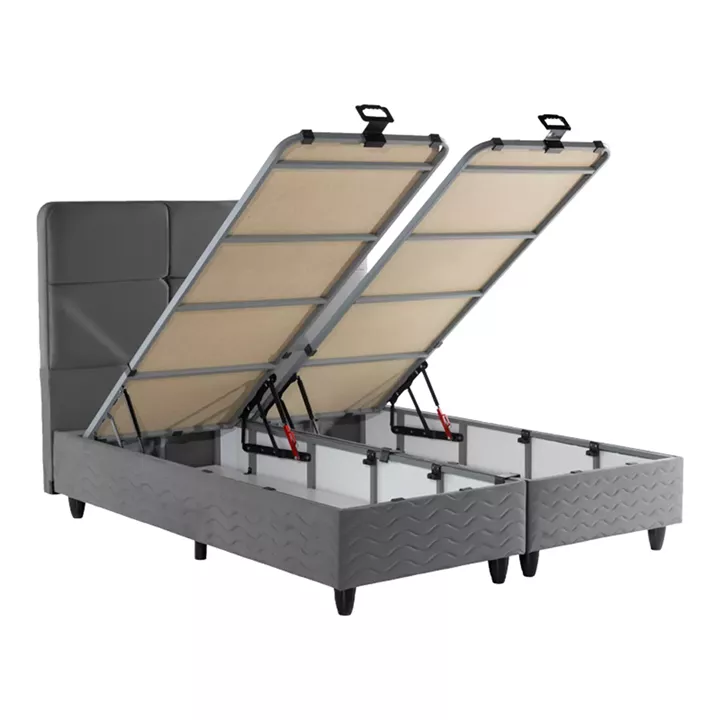 Κρεβάτι διπλό Punto pakoworld με αποθηκευτικό χώρο ανθρακί βελούδο 160x200εκ