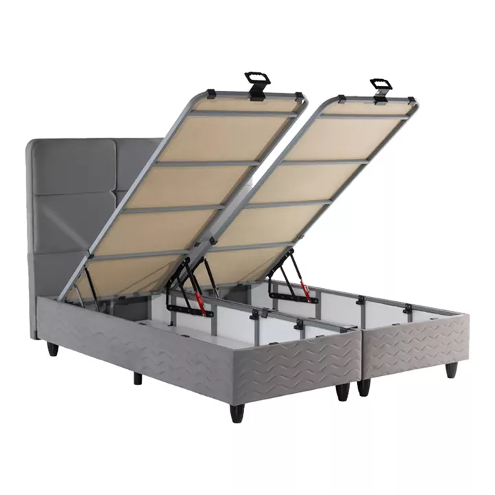 Κρεβάτι διπλό Punto pakoworld με αποθηκευτικό χώρο γκρι βελούδο 160x200εκ