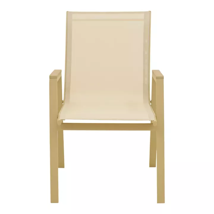 Πολυθρόνα Azelie pakoworld στοιβαζόμενη αλουμίνιο σε cappuccino- textilene σε μπεζ απόχρωση 56x75x88εκ