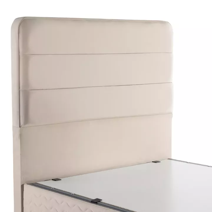 Κρεβάτι ημίδιπλο Linteda pakoworld με αποθηκευτικό χώρο κρεμ βελούδο 120x200εκ