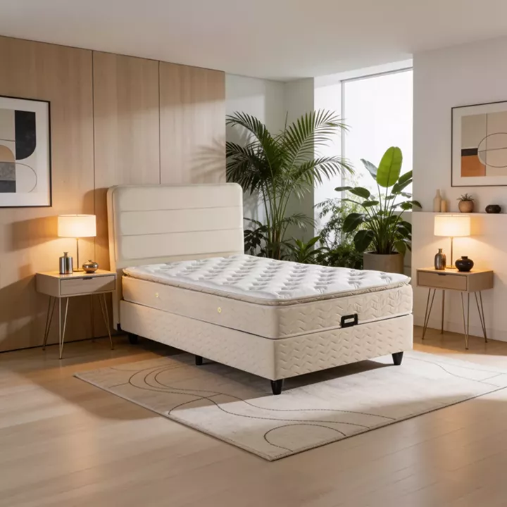 Κρεβάτι ημίδιπλο Linteda pakoworld με αποθηκευτικό χώρο κρεμ βελούδο 120x200εκ