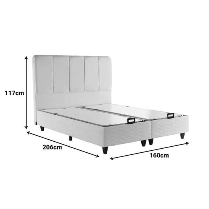 Double bed Lunda pakoworld with storage space cream velvet 160x200cm