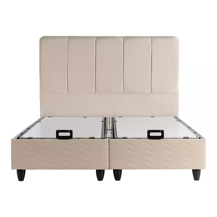 Double bed Lunda pakoworld with storage space cream velvet 160x200cm