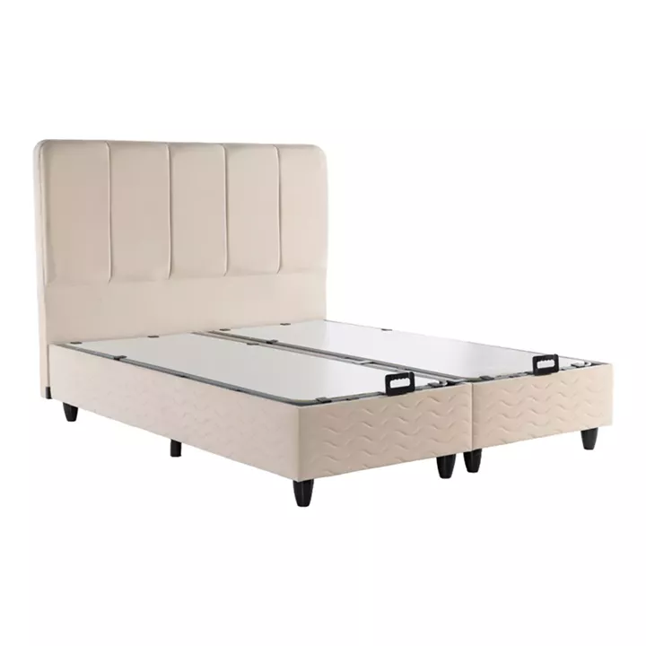 Double bed Lunda pakoworld with storage space cream velvet 160x200cm