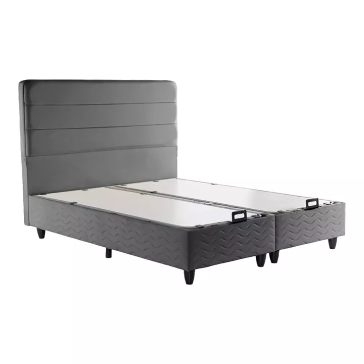 Κρεβάτι διπλό Linteda pakoworld με αποθηκευτικό χώρο ανθρακί βελούδο 160x200εκ