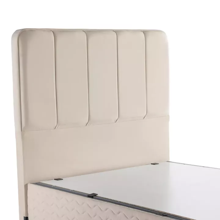 Κρεβάτι ημίδιπλο Lunda pakoworld με αποθηκευτικό χώρο κρεμ βελούδο 120x200εκ