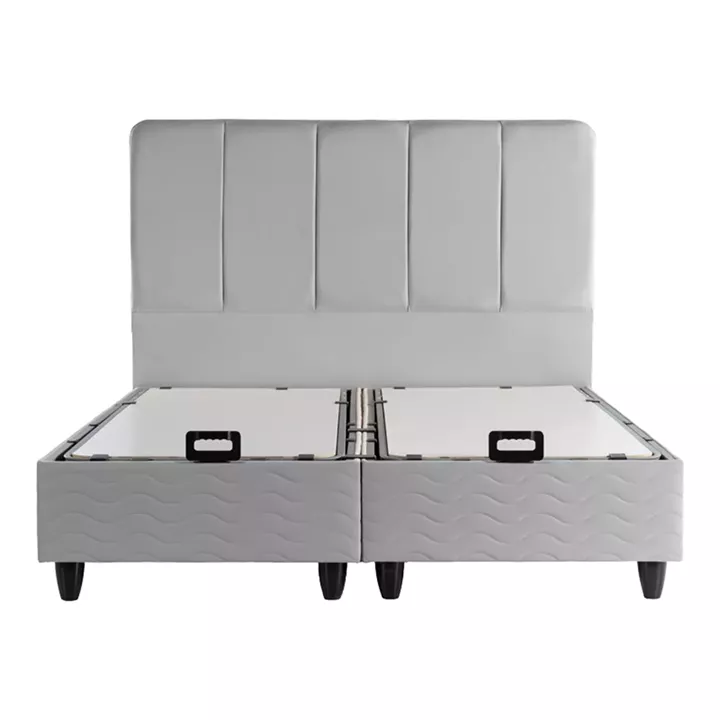 Κρεβάτι διπλό Lunda pakoworld με αποθηκευτικό χώρο γκρι βελούδο 160x200εκ