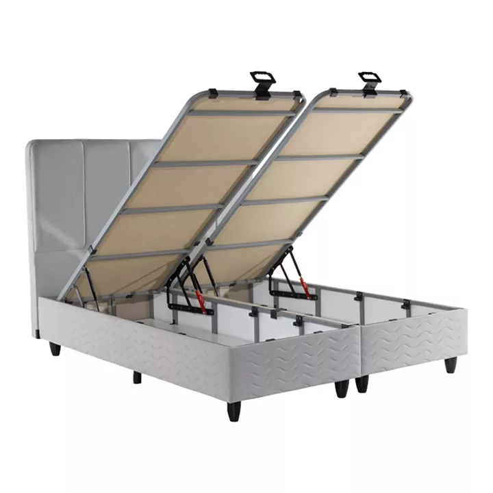 Κρεβάτι διπλό Lunda pakoworld με αποθηκευτικό χώρο γκρι βελούδο 160x200εκ