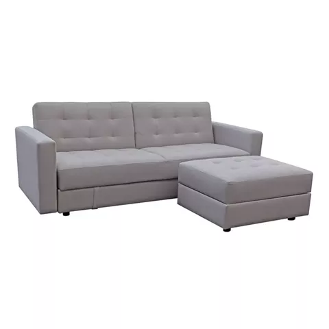 JACKSON Καναπές - Κρεβάτι και Σκαμπό με Χώρους Αποθήκευσης, Ύφασμα Μπεζ