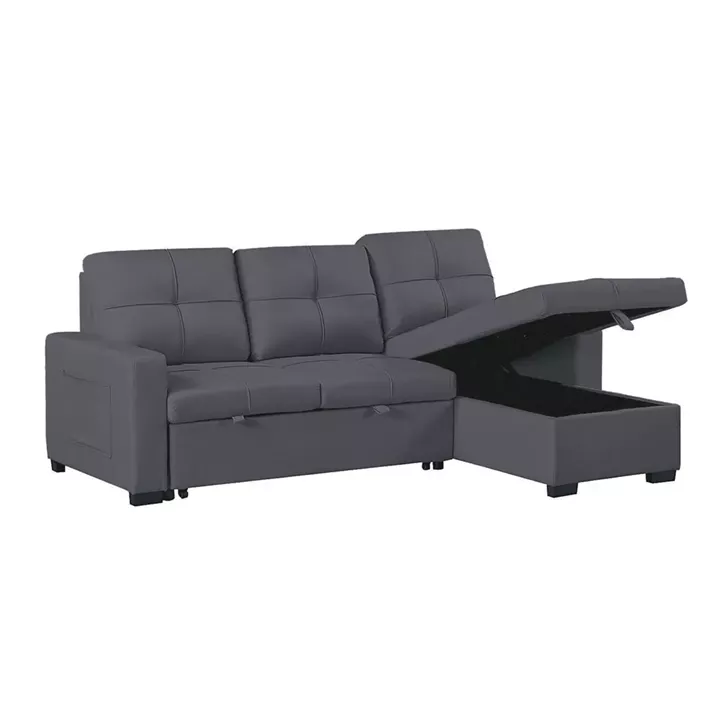 MONTREAL-S Καναπές - Κρεβάτι Γωνία Αναστρέψιμη με Χώρο Αποθήκευσης,Ύφασμα Ανθρακί