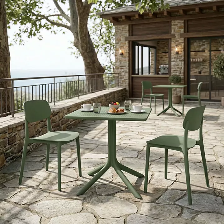 Dining table Groovy Berdian pakoworld 3 pcs dark green PP 60x60x76cm