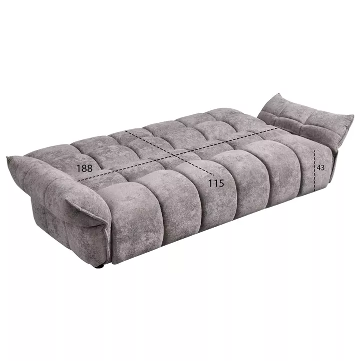 ΚΑΝΑΠΕΣ ΚΡΕΒΑΤΙ MELU HM3314.01 ΓΚΡΙ ΥΦΑΣΜΑ--ΚΑΘΙΣΜΑ POCKET SPRINGS 240-250x90x85Υεκ.