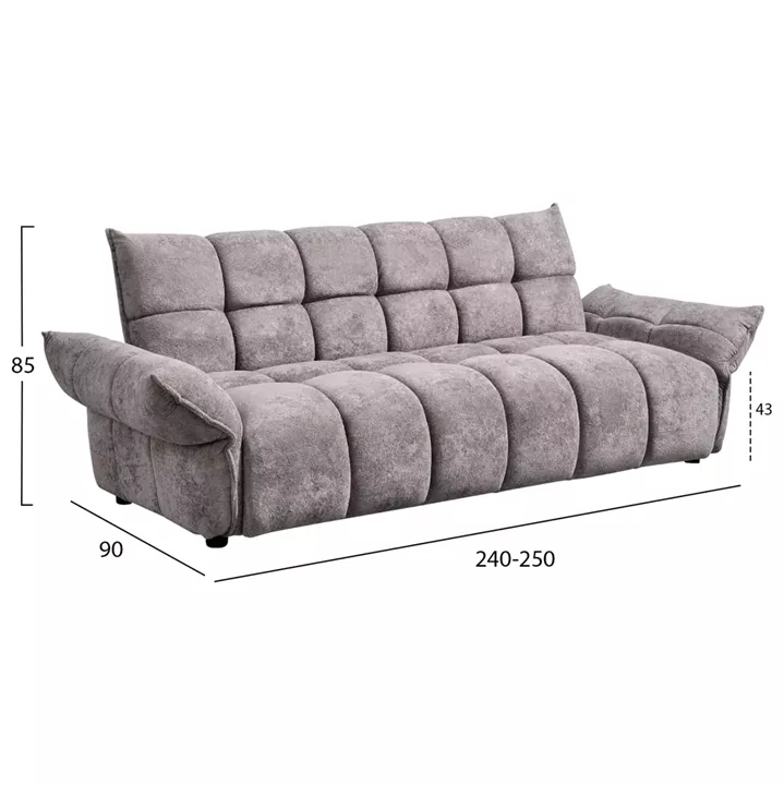 ΚΑΝΑΠΕΣ ΚΡΕΒΑΤΙ MELU HM3314.01 ΓΚΡΙ ΥΦΑΣΜΑ--ΚΑΘΙΣΜΑ POCKET SPRINGS 240-250x90x85Υεκ.