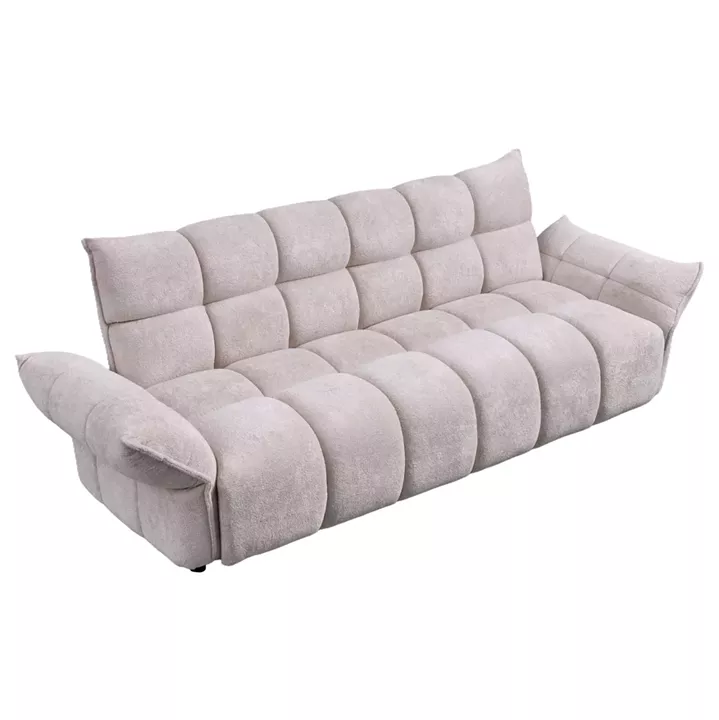 ΚΑΝΑΠΕΣ ΚΡΕΒΑΤΙ MELU HM3314.02 ΜΠΕΖ ΥΦΑΣΜΑ--ΚΑΘΙΣΜΑ POCKET SPRINGS 240-250x90x85Υεκ.