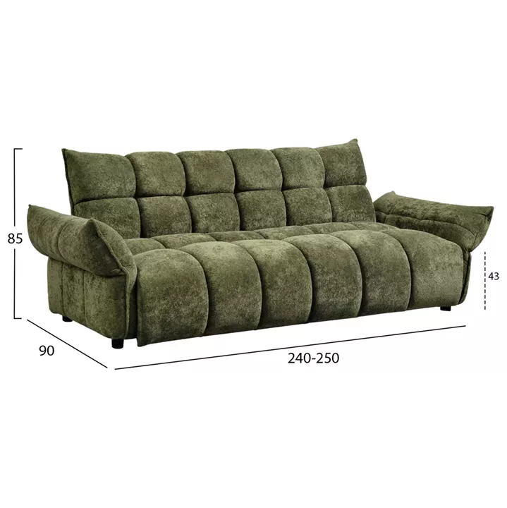 ΚΑΝΑΠΕΣ ΚΡΕΒΑΤΙ MELU HM3314.03 ΠΡΑΣΙΝΟ ΥΦΑΣΜΑ--ΚΑΘΙΣΜΑ POCKET SPRINGS 240-250x90x85Υεκ