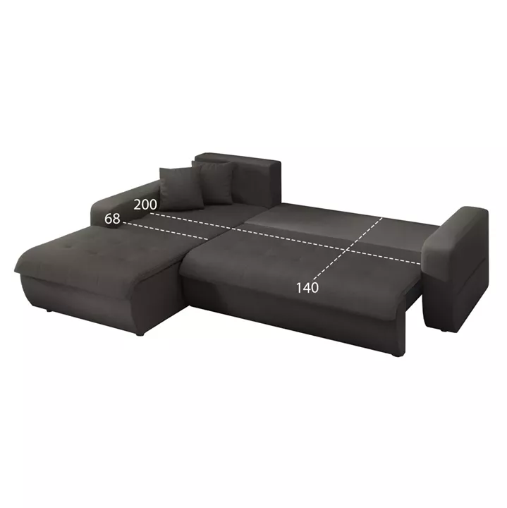 ΚΑΝΑΠΕΣ ΚΡΕΒΑΤΙ ΑΡΙΣΤΕΡΗ ΓΩΝΙΑ KANSO HM3338.01L ΓΚΡΙ ΥΦΑΣΜΑ 244x188x80Υεκ