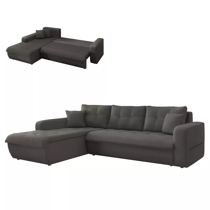 ΚΑΝΑΠΕΣ ΚΡΕΒΑΤΙ ΑΡΙΣΤΕΡΗ ΓΩΝΙΑ KANSO HM3338.01L ΓΚΡΙ ΥΦΑΣΜΑ 244x188x80Υεκ