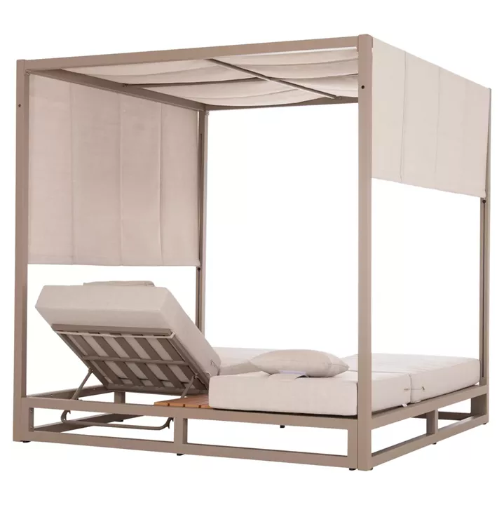 ΔΙΠΛΗ ΞΑΠΛΩΣΤΡΑ ΑΛΟΥΜΙΝΙΟΥ ΠΑΡΑΛΙΑΣ ΜΕ ΣΚΙΑΣΤΡΟ GALLANT HM6097.04 ΚΑΠΟΥΤΣΙΝΟ 2x2x2μ