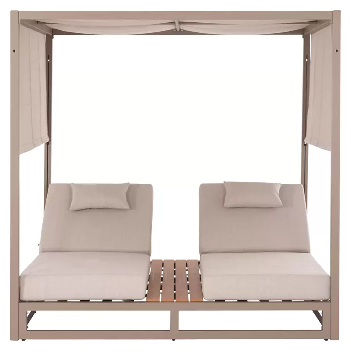 ΔΙΠΛΗ ΞΑΠΛΩΣΤΡΑ ΑΛΟΥΜΙΝΙΟΥ ΠΑΡΑΛΙΑΣ ΜΕ ΣΚΙΑΣΤΡΟ GALLANT HM6097.04 ΚΑΠΟΥΤΣΙΝΟ 2x2x2μ