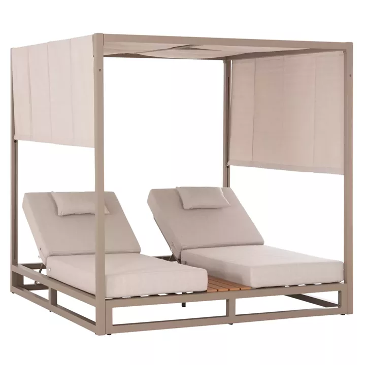 ΔΙΠΛΗ ΞΑΠΛΩΣΤΡΑ ΑΛΟΥΜΙΝΙΟΥ ΠΑΡΑΛΙΑΣ ΜΕ ΣΚΙΑΣΤΡΟ GALLANT HM6097.04 ΚΑΠΟΥΤΣΙΝΟ 2x2x2μ