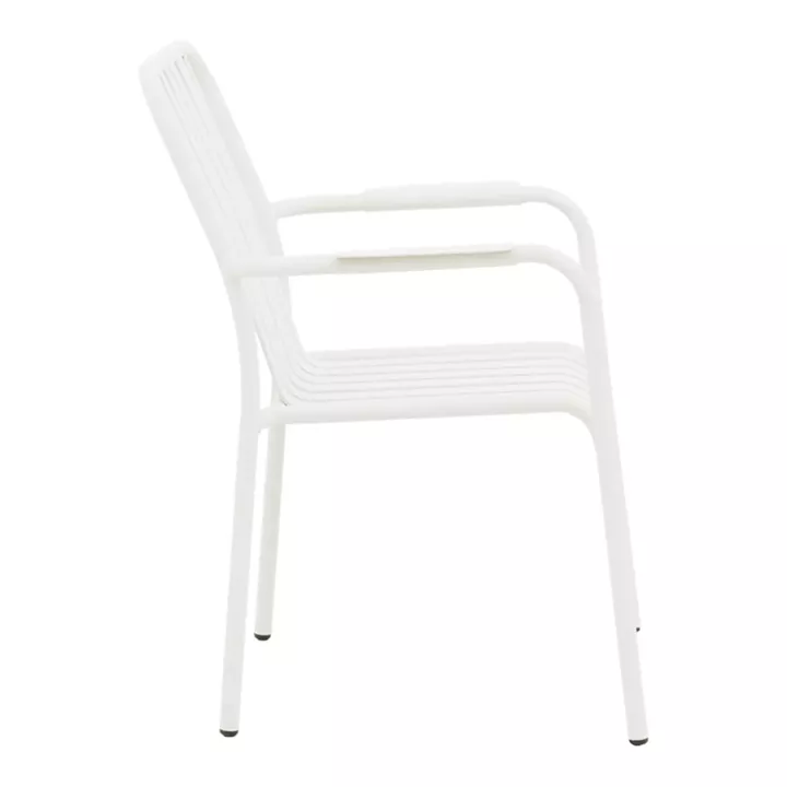 Πολυθρόνα Vista pakoworld στοιβαζόμενη αλουμίνιο σε λευκή απόχρωση 62x60x84εκ