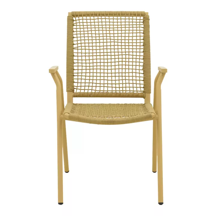 Πολυθρόνα Weave pakoworld στοιβαζόμενη αλουμίνιο-pe σχοινί σε μπεζ απόχρωση 57x63x86εκ