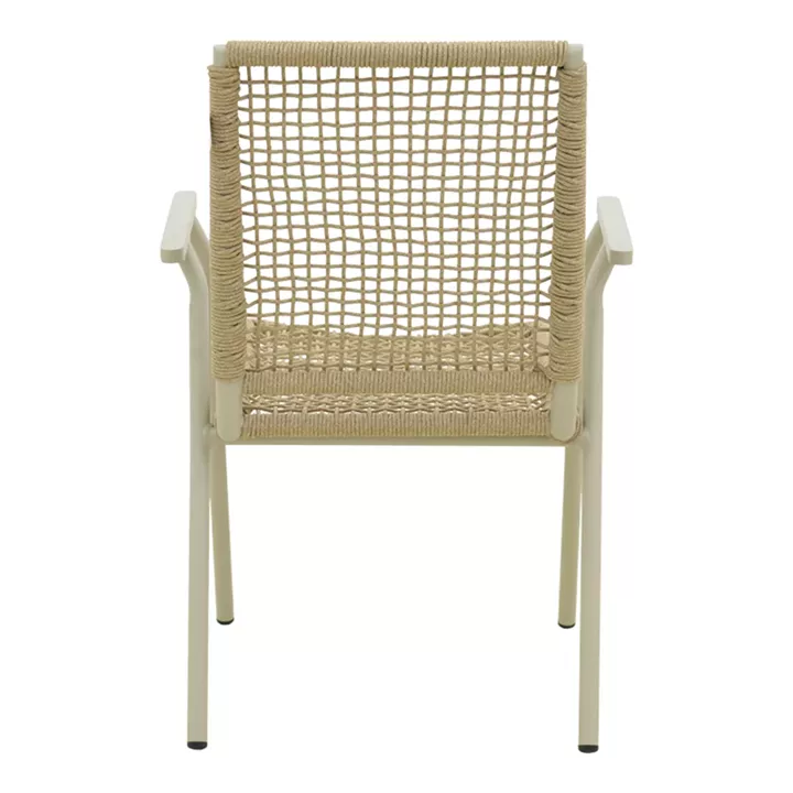 Πολυθρόνα Weave pakoworld στοιβαζόμενη αλουμίνιο σε ανθρακί -pe σχοινί σε φυσική απόχρωση 57x63x86εκ