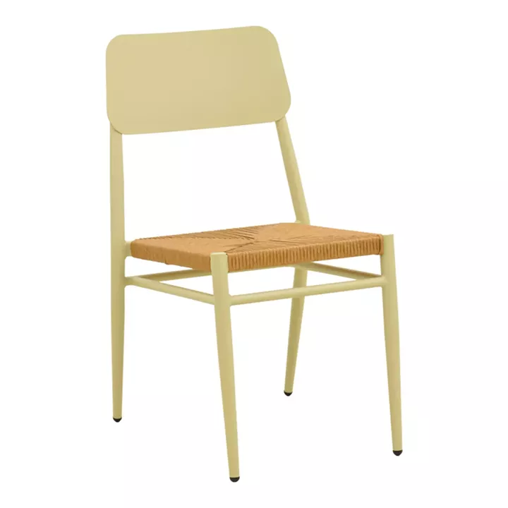 Καρέκλα Giardino pakoworld στοιβαζόμενη αλουμίνιο σε μπεζ -pe rattan σε φυσική απόχρωση 45x56x82εκ