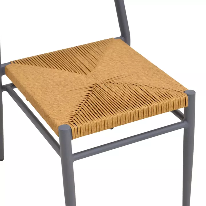 Καρέκλα Giardino pakoworld στοιβαζόμενη αλουμίνιο σε ανθρακί -pe rattan σε φυσική απόχρωση 45x56x82εκ