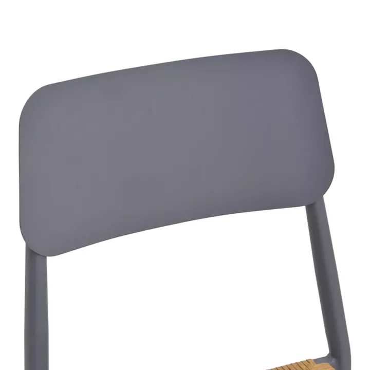 Καρέκλα Giardino pakoworld στοιβαζόμενη αλουμίνιο σε ανθρακί -pe rattan σε φυσική απόχρωση 45x56x82εκ