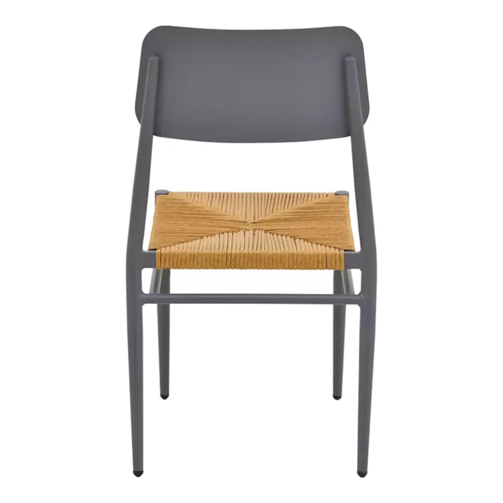 Καρέκλα Giardino pakoworld στοιβαζόμενη αλουμίνιο σε ανθρακί -pe rattan σε φυσική απόχρωση 45x56x82εκ