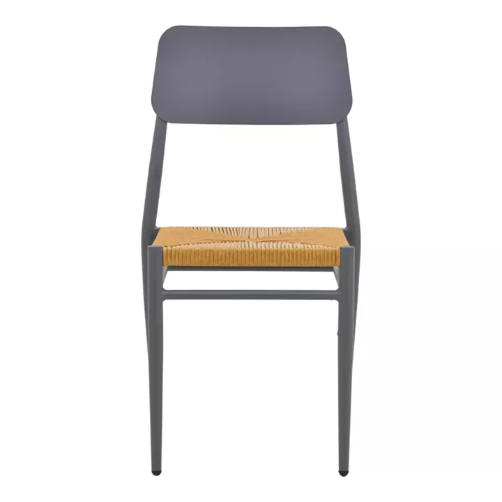 Καρέκλα Giardino pakoworld στοιβαζόμενη αλουμίνιο σε ανθρακί -pe rattan σε φυσική απόχρωση 45x56x82εκ