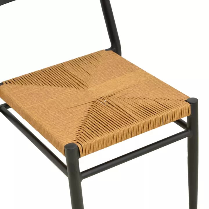 Καρέκλα Giardino pakoworld στοιβαζόμενη αλουμίνιο σε μαύρη -pe rattan σε φυσική απόχρωση 45x56x82εκ