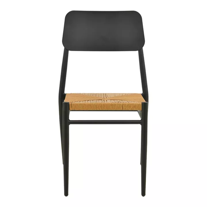 Καρέκλα Giardino pakoworld στοιβαζόμενη αλουμίνιο σε μαύρη -pe rattan σε φυσική απόχρωση 45x56x82εκ