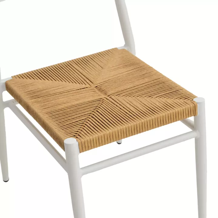 Καρέκλα Giardino pakoworld στοιβαζόμενη αλουμίνιο σε λευκή -pe rattan σε φυσική απόχρωση 45x56x82εκ