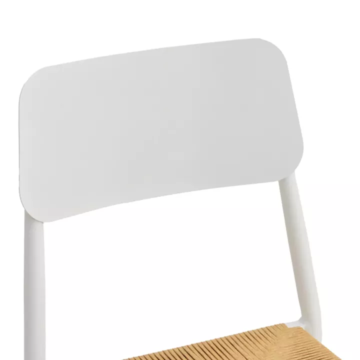 Καρέκλα Giardino pakoworld στοιβαζόμενη αλουμίνιο σε λευκή -pe rattan σε φυσική απόχρωση 45x56x82εκ