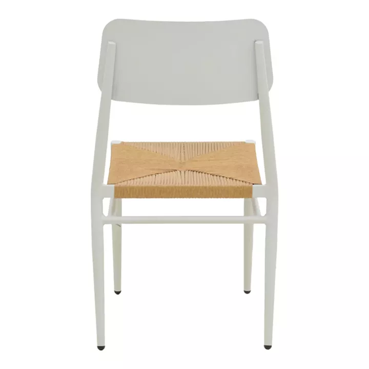 Καρέκλα Giardino pakoworld στοιβαζόμενη αλουμίνιο σε λευκή -pe rattan σε φυσική απόχρωση 45x56x82εκ