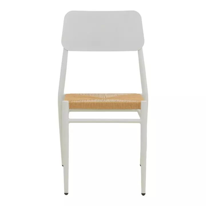 Καρέκλα Giardino pakoworld στοιβαζόμενη αλουμίνιο σε λευκή -pe rattan σε φυσική απόχρωση 45x56x82εκ