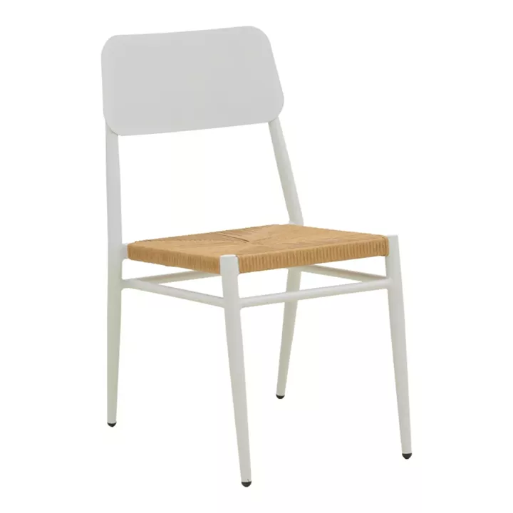 Καρέκλα Giardino pakoworld στοιβαζόμενη αλουμίνιο σε λευκή -pe rattan σε φυσική απόχρωση 45x56x82εκ