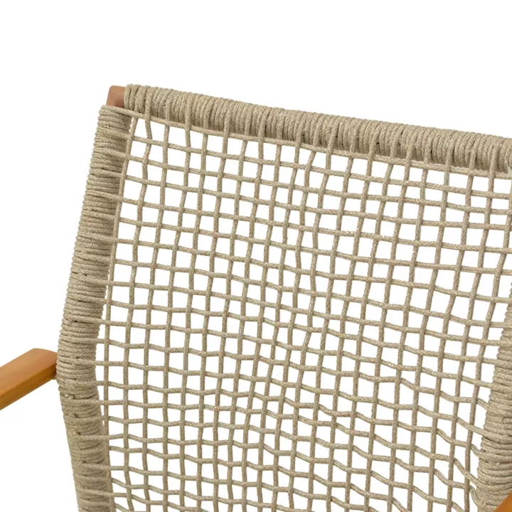 Πολυθρόνα Solana pakoworld στοιβαζόμενη- teak ξύλο- αλουμίνιο σε καφέ-pe σχοινί σε φυσική απόχρωση 56x57x95εκ