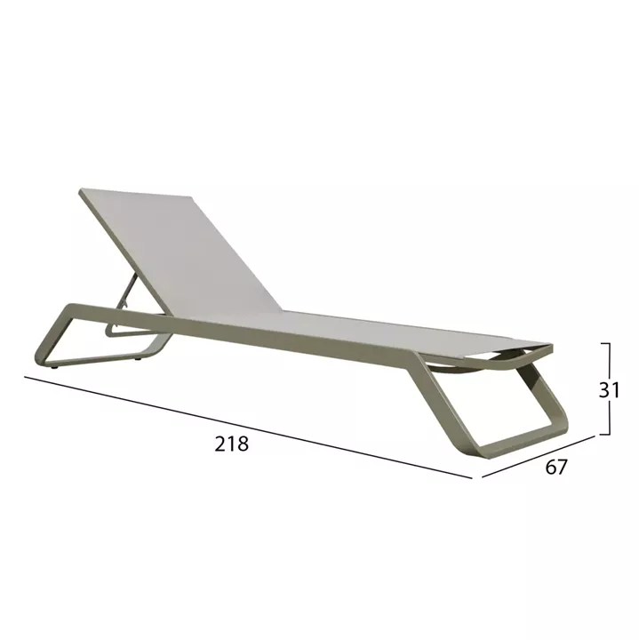 SUNLOUNGER MARIMAR HM6562.03 ALUMINUM FRAME IN TAUPE & TEXTILENE IN BEIGE 218x67x31Hcm