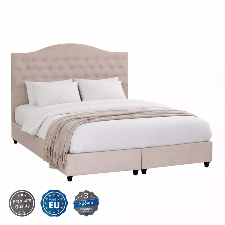 BED DOUBLE MALENA HM638.32 BEIGE FABRIC- FOR MATTRESS 150x200cm.